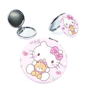 Hello Kitty Teddy Bear Pocket Mirror Mini Folding Compact with Double Sided View